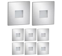 ledscom.de Luminaria de escalera/empotrable de pared FOW con 8 LED, para interior y exterior, downlight, rectangular, acero inoxidable, 85 x 85 mm, blanco frío