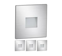 ledscom.de Luminaria de escalera/empotrada en pared con 4 LED, modelo FOW, para interior y exterior, downlight, rectangular, acero inoxidable, 85 x 85 mm, blanco cálido