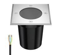 ledscom.de Luminaria empotrable en el suelo RELI para exteriores, IP67, acero inoxidable, angular, 11 x 11cm, 1x GU10 máx. 15W