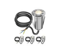 ledscom.de Luminaria empotrada en suelo GLOX de 4 LED para exteriores, IP67, aluminio, redonda, 35 mm de diámetro, blanco cálido, mate