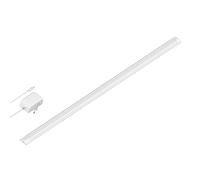 ledscom.de Luminaria LED bajo armario SIRIS blanco mate con alimentación, plana, 90cm, 963lm, blanco cálido