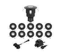 ledscom.de Luminaria LED de suelo ATRIA para uso exterior, IP65, negra, redonda, 40mm Ø, blanco cálido juego de 11