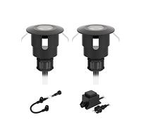 ledscom.de Luminaria LED de suelo ATRIA para uso exterior, IP65, negra, redonda, 40mm Ø, blanco cálido Juego de 2