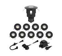 ledscom.de Luminaria LED de suelo ATRIA para uso exterior, IP65, negra, redonda, 40mm Ø, blanco cálido Juego de 10