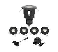 ledscom.de Luminaria LED de suelo ATRIA para uso exterior, IP65, negra, redonda, 40mm Ø, blanco cálido Juego de 5