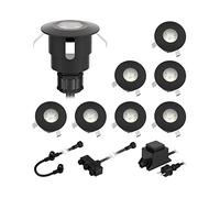 ledscom.de Luminaria LED de suelo ATRIA para uso exterior, IP65, negra, redonda, 40mm Ø, blanco cálido Juego de 8