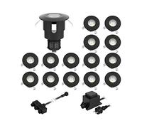 ledscom.de Luminaria LED empotrada en el suelo ATRIA para uso exterior, IP65, negra, redonda, 40mm Ø, blanco cálido, juego de 15
