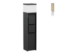 ledscom.de Luz de bolardo PODEL para exteriores, 39cm, negro, 2 casquillos, incl. bombilla G9, 501lm, blanco cálido