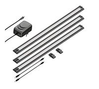 ledscom.de Luz LED bajo el armario SIRIS negro mate, plana, cada 50cm, cada 531lm, blanco cálido, juego de 3