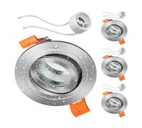 ledscom.de Marco de montaje de techo para baño ERID de 4 piezas, antihumedad, baño, IP44, redondo, giratorio, aluminio mate, in asquillo GU10