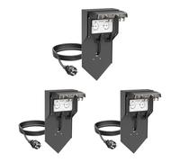 ledscom.de Pilar POXO de 3 Tomas con piqueta de Tierra y Cable de 2m para Exteriores, IP65, 2 vías, Antracita/Negro, Angular, 40cm