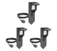 ledscom.de Pilar POXO de 3 Tomas con piqueta de Tierra y Cable de 2m para Exteriores, IP65, Simple, Antracita/Negro, Angular, 40cm
