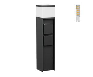 ledscom.de Pilona PODEL para exterior, 39cm, negra, 2 casquillos, in ombilla G9, 596lm, blanca