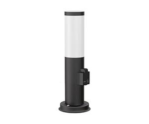 ledscom.de Pilona PORU con casquillo para exterior, negra, redonda, 38,5cm, incl. lámpara E27, 471lm, blanco extra cálido
