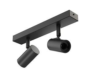 ledscom.de Plafón FARE, 2 luces, negro mate, 2x E27 máx. 60W