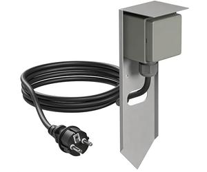 ledscom.de Portalámpara de jardín PIWI con piqueta de Tierra y Cable de 2 m para Exteriores, IP44, Individual, Acero Inoxidable
