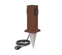 ledscom.de Portalámpara de jardín Polly con piqueta de Tierra y Cable de 2m para Exteriores, IP44, 2 Conectores, marrón, Cuadrado, 27cm