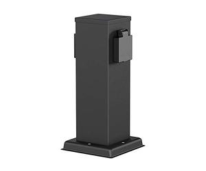 ledscom.de Portalámpara de jardín Polly para Exterior, IP44, 2 vías, Acero Inoxidable, Negro, Angular, 27 cm