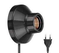 ledscom.de Portalámpara ELEKTRA, enchufe, interruptor, porcelana, negro brillante, redondo, 1x E27 máx. 300W