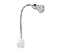 ledscom.de Portalámpara LESCH lámpara de lectura cuello de cisne, cromo/blanco, incl. LED GU10 (blanco, 8,2W, 1179lm, 33°)