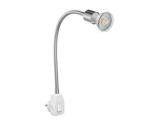 ledscom.de Portalámpara LESCH lámpara de lectura cuello de cisne, cromo/blanco, incl. LED GU10 (blanco cálido, 7,6W, 1103lm, 33°)