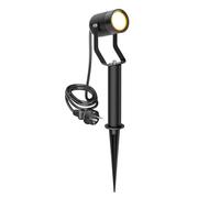ledscom.de SHINGA foco de jardín con piqueta de suelo y base de 15 cm para exteriores, IP65, enchufe, negro, 1x GU10 máx. 15W