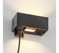 ledscom.de Toma de corriente de pared WAST para exteriores, IP44, doble, antracita, con luces LED hacia arriba y hacia abajo incluidas, 791 lm, blanco cálido