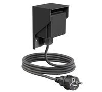 ledscom.de Toma de corriente de superficie PIWI para exteriores con cable de 2 m, IP44, de una toma, negra
