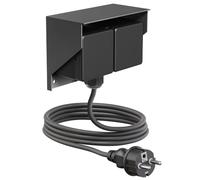 ledscom.de Toma de corriente de superficie PIWI para exteriores con cable de 2 m, IP44, doble, antracita, horizontal