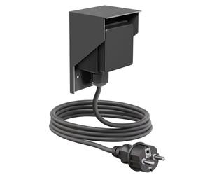 ledscom.de Toma de corriente empotrada PIWI para exteriores con cable de 2 m, IP44, 1 toma, antracita
