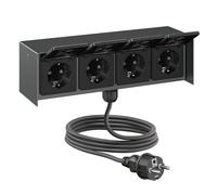 ledscom.de Toma de corriente exterior de 4 salidas STEDDA con cable de 2 m, IP44, acero inoxidable antracita, horizontal; tomas de corriente para jardín, terraza y exteriores