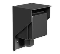 ledscom.de Toma de corriente para exteriores y ambientes húmedos PIWI, montaje en superficie, IP44, 1 toma Schuko, 16 A/230 V, acero inoxidable, plástico, negro