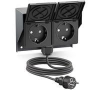 ledscom.de Toma de corriente para jardín de montaje en superficie PIWI, cable de 5 m, IP44, doble