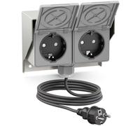 ledscom.de Toma de corriente para jardín de montaje en superficie PIWI, cable de 5 m, IP44, doble