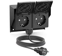 ledscom.de Toma de corriente para jardín de montaje en superficie PIWI, cable de 5 m, IP44, doble
