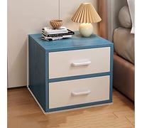 LEDSIX Mesita de Noche de 2 cajones, Moderna mesita de Noche Alta para Dormitorio, Mesita de Noche Azul para Dormitorio, Mesa Auxiliar de Madera para Salón, de Estilo Nórdico,48×30×38CM