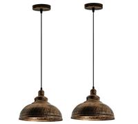 LEDSone 2 Lámparas de Techo Industriales, Lámpara Colgante Estilo Vintage Pantalla de 29CM en Metal E27 Iluminación de Techo Retro para Cocina, Comedor, Salón, Restaurante (Cobre cepillado)