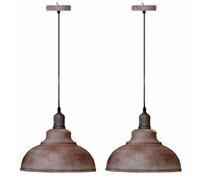 LEDSone 2 Lámparas de Techo Industriales, Lámpara Colgante Estilo Vintage Pantalla de 29CM en Metal E27 Iluminación de Techo Retro para Cocina, Comedor, Salón, Restaurante (Arcilla)