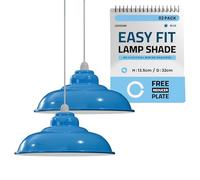 LEDSone 2 Pack Estilo Retro Industrial Luz Azul Curva en Forma de Colgante de Techo 32 cm de Ancho Soportes de Luz de Metal Atractivo Soportes de Lámpara Fácil Ajuste