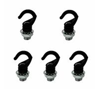 LEDSone 5 mini ganchos de techo con hebilla de seguridad tallada antigua, diseño Q-Hanger M10 tornillo y tuerca, anillo de gancho de 10 mm, gancho de roseta de techo, color negro