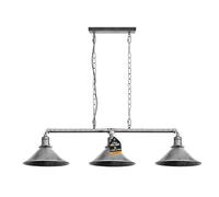 LEDSone Barra de luz industrial de 3 vías, estilo retro, estilo steampunk, con pantalla de lámpara, lámpara colgante, lámpara de techo de metal (Plata cepillada)