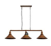 LEDSone Barra de luz industrial de 3 vías, estilo retro, estilo steampunk, con pantalla de lámpara, lámpara colgante, lámpara de techo de metal (Cobre cepillado)