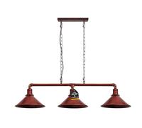 LEDSone Barra de luz industrial de 3 vías, estilo retro, estilo steampunk, con pantalla de lámpara, lámpara colgante, lámpara de techo de metal (Rojo rústico)
