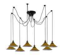 LEDSOne Cabezas colgantes de araña trenzadas grandes y modernas, con 8 cabezales, grupos de pantallas cónicas amarillas, iluminación de techo con bombilla para cocina, dormitorio, sala de estar, etc