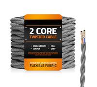 LEDSone Cable eléctrico trenzado de calibre 18 vintage de 2 núcleos, 10 m, 2 conductores, cable de lámpara moderno para lámpara colgante, proyecto industrial de bricolaje (gris)