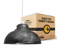 LEDSone Industrial Ceiling Pendant Light Shades, Retro Vintage Style Curvy Dome Shaped Pendant Lamp Shade for Pendant Ceiling Lights (Plata cepillada)