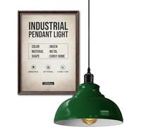 LEDSone Industrial Vintage Retro Style Ceiling Hanging Pendant Light Chandelier with Green Colour Curvy Dome Lamp Shades E27 UK Holder (Green)
