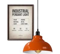 LEDSone Industrial Vintage Retro Style Ceiling Hanging Pendant Light Chandelier with Orange Colour Curvy Dome Lamp Shades E27 UK Holder (Orange)