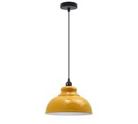 LEDSone Industrial Vintage Retro Style Ceiling Hanging Pendant Light Chandelier with Yellow Colour Curvy Dome Lamp Shades E27 UK Holder (Yellow)