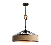 LEDSone Jaula de marco de metal vintage retro de 40 cm de diámetro con cuerda de cáñamo de 1 m, lámpara colgante de techo antigua, lámpara de techo tipo loft, E27, 6 W para sala de estar, dormitorio